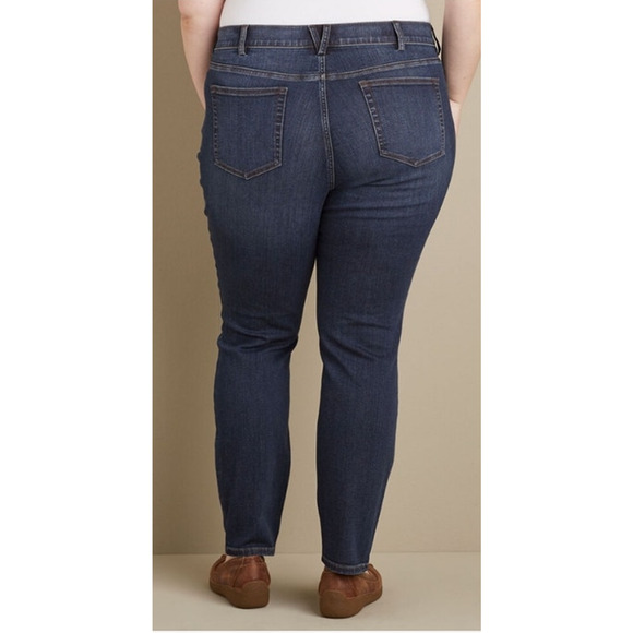 Duluth Trading Co. Women Plus 24W Tall Dark Wash DuluthFlex Skinny Denim Jeans - Picture 4 of 8